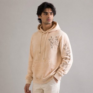 Soft Comfortable <b>Pullover</b> Sweatshirt Design Vintage Washed Fabric Detailed Embroidery <b>Men</b> Distressed Embroidery Hoodies - Product Image 1