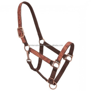 Horse Halter High Comfort and High Quality Floral <b>engraved</b> <b>tooled</b> Leather Horse Headcollar halter with Brass Hardware - Product Image 4