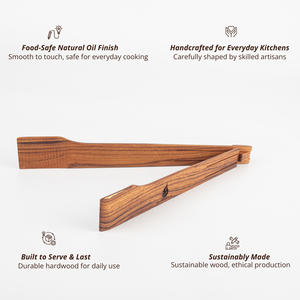Salad <b>Tongs</b> Wooden Handmade Durable Anti-Slip Light Weight Oven Safe <b>Serving</b> Cooking Tool for Kitchen Use - Product Image 4