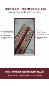 Dentelle en voile brodée de sequins colorés, bordure florale multicolore de luxe vintage, écologique, pour robe de mariée ou sari - Product Image 6