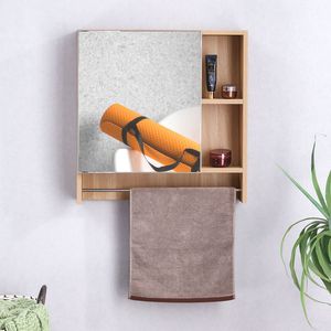 Armadietto a Specchio da Bagno a Parete con Mensole e Portasciugamani, Mobiletto Portamedicinali Sopra il WC - Product Image 4