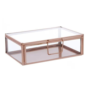 Classic Transparent Metal And Glass Jewelry Storage <b>Box</b> With <b>Strong</b> Frame For Organizing Accessories At Home - Product Image 1