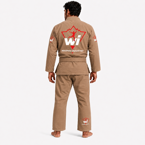 ชุดคิโมโน BJJ สำหรับผู้ชาย ผ้าฝ้าย 100% ทนทาน ทรงปกติ ชุดฝึกศิลปะการต่อสู้ สีแทน - Product Image 2