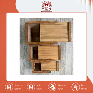 Good Quality Global Vendor Selling Eco Friendly and Rectangular Carved Sheesham <b>Wood</b> Cremation Urns Set of 3 for Keeping Ashes - Product Image 6