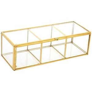 Boîte de rangement en verre personnalisée avec cadre métallique pour organiser et ranger les bijoux - Product Image 1