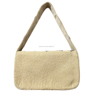 Beaded Geometric Pattern Luxury Lady Travel <b>Stud</b> <b>Bag</b> Single Strap Hoop Closure Canvas Lining Autumn Fashion Handbag Custom - Product Image 6