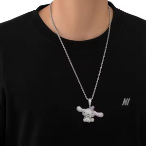 Colgante de elefante de dibujos animados estilo hip-hop con piedras de moissanita de rodio y plata 925 con micro pavé, ideal para uso diario, joyería unisex. - Product Image 2