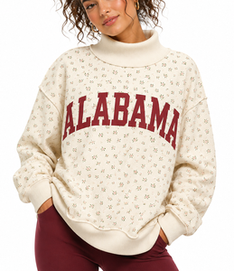 Sudadera Universitaria Extra Grande Personalizada al por Mayor, Unisex, Cuello Alto, Felpa de Algodón, Parche de Chenilla Griega, Sudadera de Invierno - Product Image 1