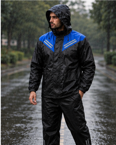 Men's <b>Waterproof</b> % Polyester Rain Suit Full Sleeve Color Blocked Jacket Pants Set Seamless Fusing <b>All</b> Seasons Outdoor Wear - Product Image 1
