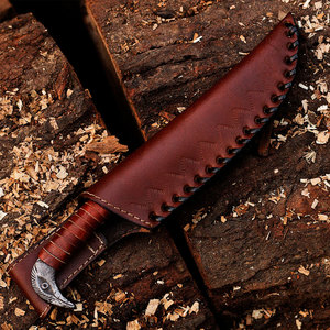 Viking Raven đầu săn dao Thời Trung Cổ thép carbon cố định lưỡi dao Viking truyền thống với vỏ bọc bằng da - Product Image 5