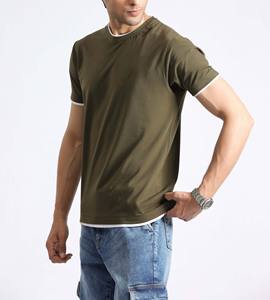 Camiseta Personalizada para Hombre con Logotipo, al Mejor Precio, Color Verde Oliva con Ribete en Contraste, Estilo Urbano - Product Image 4