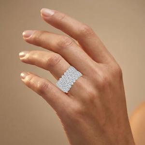 Bague en or rose 9 carats avec diamant de laboratoire, sertissage mode, haute joaillerie, formes fantaisie marquise, poire, ovale, coussin long, or blanc - Product Image 3