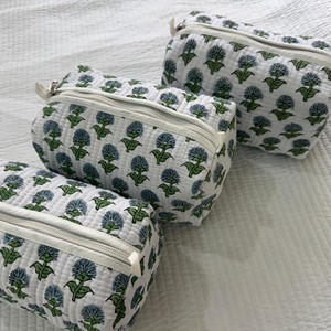 Hot Selling Vintage <b>Large</b> <b>Cosmetic</b> <b>Bags</b> Cotton Quilted Wash <b>Bag</b> Block Printed Handmade Toiletry <b>Bag</b> for Women - Product Image 1
