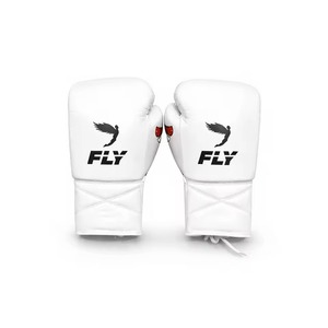 Gants de boxe Fly White à lacets en cuir, équipement d'entraînement pour adultes, équipement de sparring respirant - Product Image 5