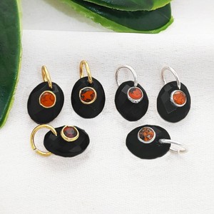 จี้ห้อยรูปไข่ประดับพลอยออนิกซ์สีดำแบบ DIY - เครื่องประดับชุบทอง - Product Image 1