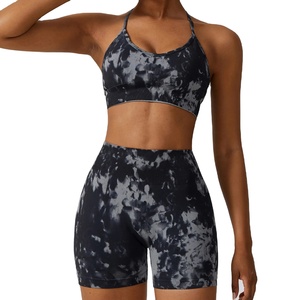 Custom Women Gym Workout Clothes Yoga <b>Set</b> <b>Tie</b> <b>Dye</b> Print 2 Piece <b>Sets</b> Female Outfits Sport Active Wear - Product Image 1