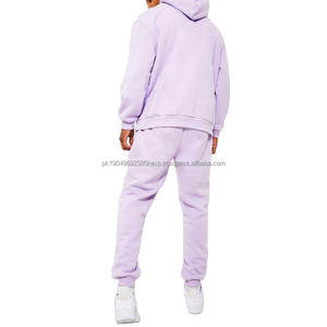 2-Pc Crew Neck Cotton Fleece Hooded <b>Sweat</b> Suit for Men Women Unisex Customizable Printed Streetwear Latest Winter Tracksuits - Product Image 2