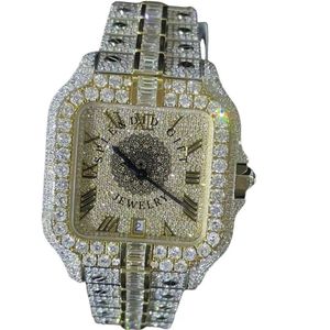 Splendide Montre Homme à Quartz Analogique avec Strass, Cadran Carré en Cristal Saphir, Chronographe de Luxe, Style Antique, Moissanite 28mm - Product Image 2