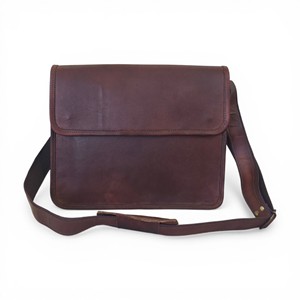 Genuine Leather Laptop Messenger Bag for Men Slim Crossbody Shoulder Bag with Flap, Lightweight Business Work Satchel for Office - Product Image 1