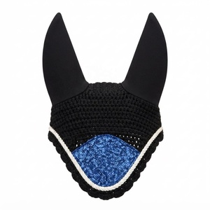 Ensemble de tapis de selle équestre bleu pailleté matelassé avec bottes et masque anti-mouches assortis pour l'équitation - Product Image 3