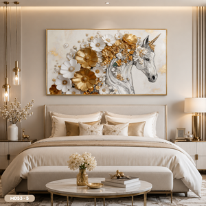 Peinture murale HALO Chevaux au galop, finition soignée, décoration orientale, artisanat d'origine vietnamienne, très demandée - Product Image 2
