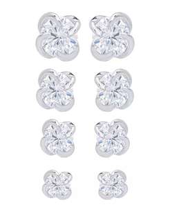 Clous d'oreilles ronds multicolores, plaque argentée, lot de 4 | Macy's - Product Image 1