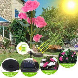 2 Pezzi Lampada Decorativa a LED Solare da Esterno a Forma di Rosa, Luci a Picchetto Resistenti all'Acqua per Sentieri e Decorazioni da Giardino - Product Image 6