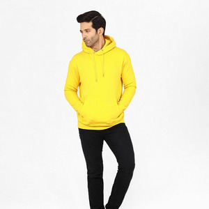 เสื้อฮู้ดสีเหลืองสำหรับผู้ชาย ทรงปกติ ผ้าฝ้ายเฟรนช์เทอร์รี่ สวมใส่สบายๆ ในฤดูใบไม้ร่วง - Product Image 3