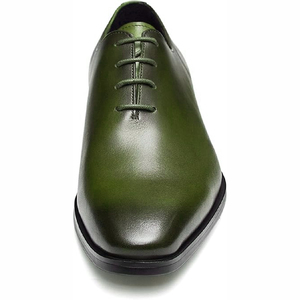 Zapatos Oxford Unisex de Cuero Genuino Verde Oliva con Punta Puntiaguda y Cordones, Zapatos de Vestir para Oficina y Carrera, con Plataforma para Aumentar la Altura, Diseño a Cuadros, para Invierno - Product Image 3