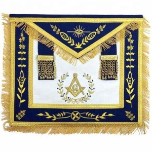 UAA Durable Square Customized Masonic Blue Lodge Master Mason Gold Embroidery Apron Leather and Fabric Collar <b>Type</b> - Product Image 1