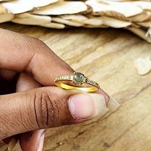 Unique Design <b>Dainty</b> Solitaire Labradorite <b>Ring</b> Boho Brass <b>Rings</b> for Women 18k Gold Plated Minimalist <b>Ring</b> for Wholesale/OEM/ODM - Product Image 2