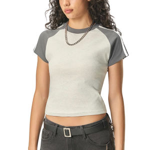 Camisetas Cortas de Alta Calidad para Mujer, Ajustadas, Sexys, Lisas, con Estampado Gráfico, para Gimnasio, Club, Universidad - Product Image 4