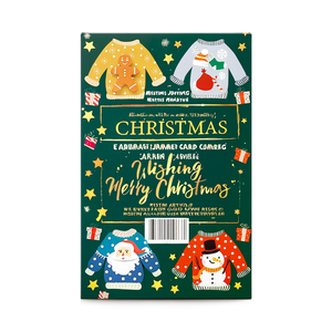 การ์ดอวยพรคริสต์มาสลายเสื้อจั๊มเปอร์ การ์ดวันหยุดสุดหรรษาพร้อมดีไซน์ปั๊มทองนูน 3 มิติ สำหรับอวยพรสุขสันต์วันคริสต์มาส (กระดาษ) - Product Image 2