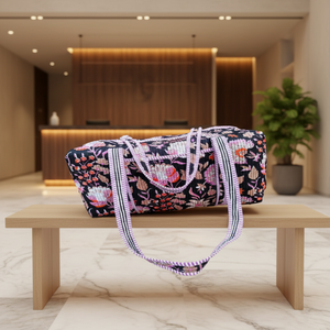 Sacs de voyage et de sport de luxe durables, sacs de sport de nuit, sacs de sport légers et écologiques en coton matelassé imprimé à la main à l'indienne - Product Image 2
