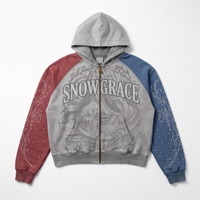 Sweat-shirt à capuche zippé SnowGrace, manches raglan, impression par sublimation, unisexe, vêtements décontractés d'hiver