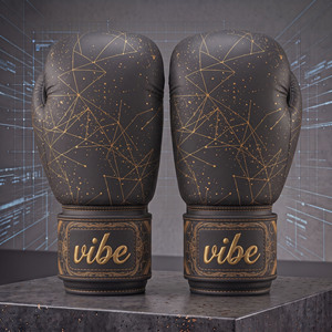 ถุงมือชกมวยหนัง Vibe สำหรับผู้ใหญ่ ลายพิมพ์ฟอยล์สีทอง ผลิตตามสั่ง พร้อมสายรัดแบบปรับได้  โลโก้ปรับแต่งได้ - Product Image 1
