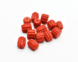 Perles sculptées en corail synthétique Sculptures en vrac Pierres précieuses Perles en vrac Collier de sapin et fabrication de bijoux. - Product Image 3