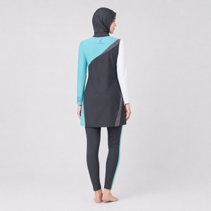 Nouvel ensemble de bikini modeste pour femmes musulmanes, uni/à motifs, entièrement couvert, anti-UV, respirant, séchage rapide, maillot de bain de qualité supérieure pour la plage - Product Image 4