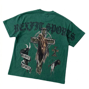 Camisetas de Hombre al por Mayor OEM, Estilo Rexfit, Lavadas, de Alta Calidad, Impresión DTG, Diseño Gráfico, Lavado Ácido, Vintage, con Logotipo Personalizado - Product Image 4