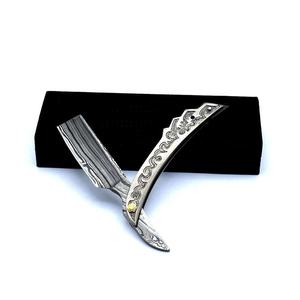 Navaja de Afeitar Plegable de Acero de Damasco de Primera Calidad, Navaja de Afeitar Desechable de Filo Recto para Afeitar el Cabello, la Cara y el Cuerpo - Product Image 4