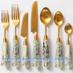 Juego de cubiertos modernos de lujo para bodas y juego de cubiertos de acero inoxidable para regalo de negocios juego de cubiertos con mango de resina perla - Product Image 3