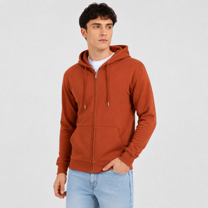 Mens zipper hoodie with clean modern shape and soft breathable construction perfect for layering travel and comfortable daily - Product Image 1
