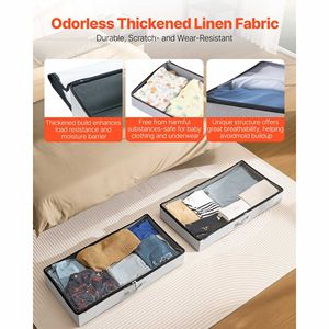 Contenitori Grandi da 45L per Vestiti Sotto il Letto, 85 x 43 x 12 cm, con Coperchi Trasparenti, Profilo Basso per la Casa - Product Image 2