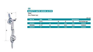 Wholesale Hanlix 2-1/2 Inch Steel Safety Gate <b>Hook</b> with Spring and Screw Eyes Customizable Finish - Product Image 3