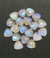Pierre de lune arc-en-ciel naturelle bleu ardent à facettes trillion dos plat Cabochon pierre précieuse pour la fabrication de bijoux comme des bagues Bracelet cheville