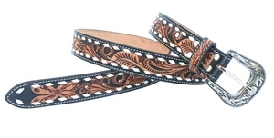 เข็มขัดหนังคาวเกิร์ลลายดอกไม้สไตล์ตะวันตกสำหรับเย็บเครื่องมือและโค้งแบบโบราณวาดด้วยมือ - Product Image 3