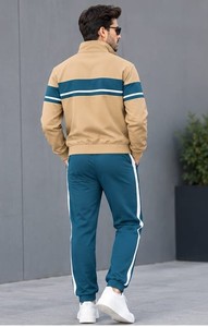 Ensemble de survêtement décontracté pour homme, style streetwear, manches longues, fermeture à cordon, design uni, respirant, 100% coton, vêtements d'hiver, coupe régulière - Product Image 2