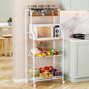 Minimalist Four Tier Metal <b>Storage</b> <b>Rack</b> With Wheels For Living Room Sundries Standing Type - Product Image 5