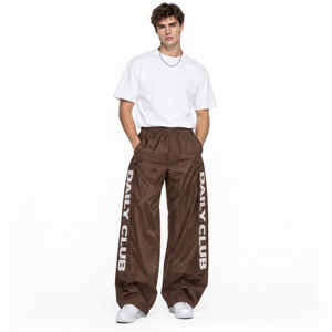 OEM Men's Printed Wide Leg Windbrekaer Pants Lightweight Nylon Trousers Elastic Waist Hiking <b>Camping</b> Men's Waterproof Pants - Product Image 2