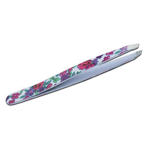 Pinzas UBI UBI-474 de Acero con Alto Contenido de Carbono, 9.7cm, Blancas con Diseño Floral, Punta Inclinada, Hechas a Mano, Duraderas, Ligeras, Modernas y de Lujo para Cejas - Product Image 4